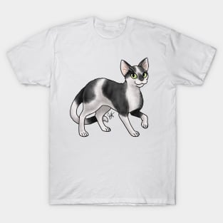 Cat - Devon Rex - Black and White T-Shirt